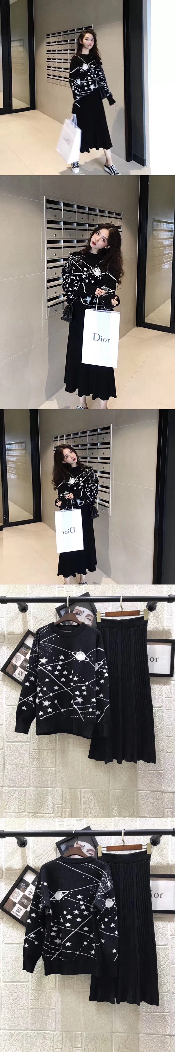 dior 星空毛衣针织裙套装 专柜最新款 超好看0