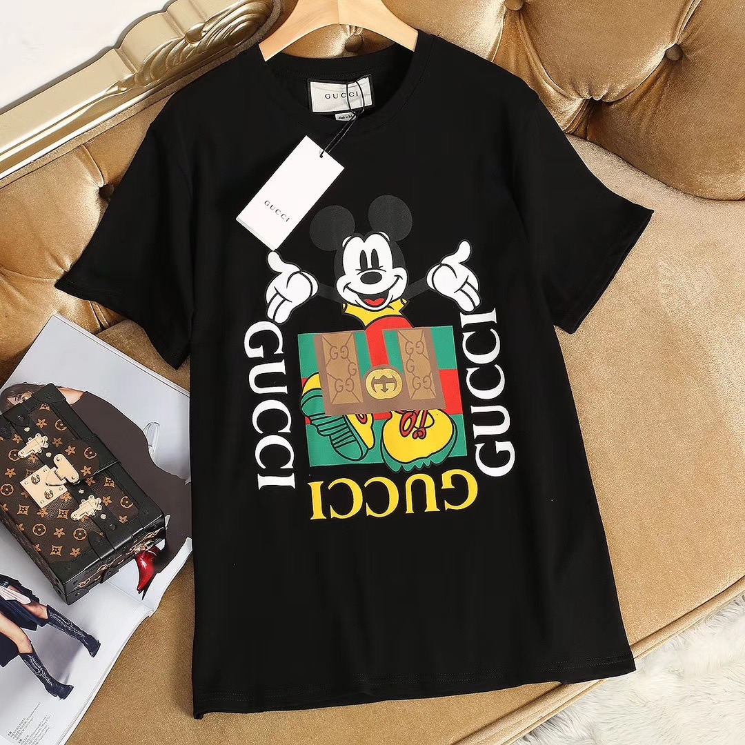 gucci 春季新款纯棉t唐老鸭logo印花图案短袖