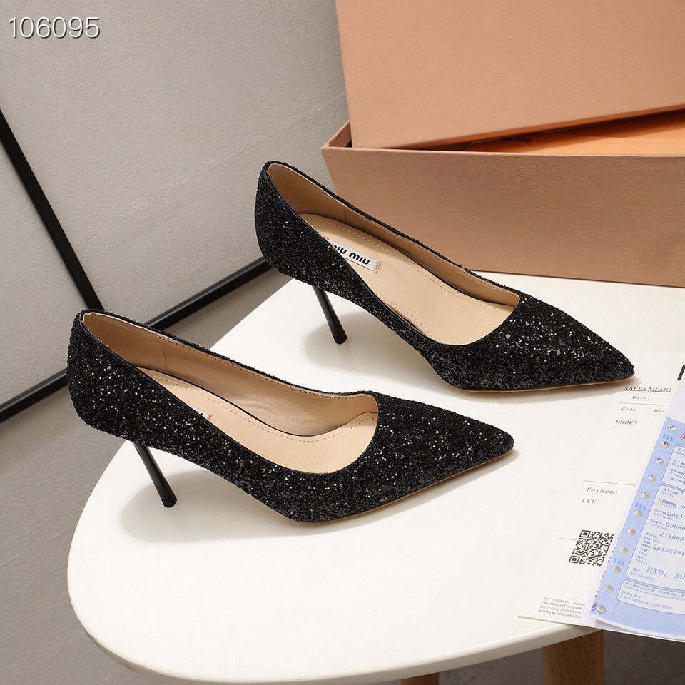 miumiu彩色亮片高跟鞋 跟高5.5cm8.